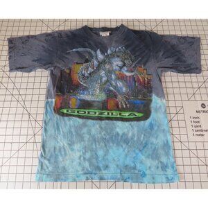 VTG GODZILLA Tie Dye Movie Promo T-Shirt Rare Medium 90s 1998 Faded *READ*